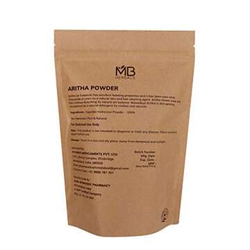 MB Herbals Aritha Powder 100g | 3.5 oz | 100% Pure & Organically Grown (Wild-crafted) Soap Nut Powder | Natural Hair Shampoo & Conditioner | Sapindus mukorossi