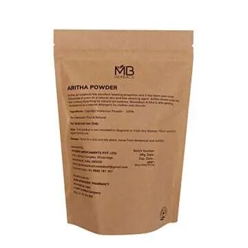 MB Herbals Aritha Powder 100g | 3.5 oz | 100% Pure & Organically Grown (Wild-crafted) Soap Nut Powder | Natural Hair Shampoo & Conditioner | Sapindus mukorossi