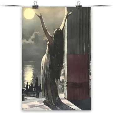 uoyien Vintage Witchy Gothic Wall Art Dark Academia Wall Decor Occult Luna Worship Prints 12x16in