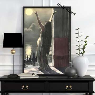 uoyien Vintage Witchy Gothic Wall Art Unframed Canvas