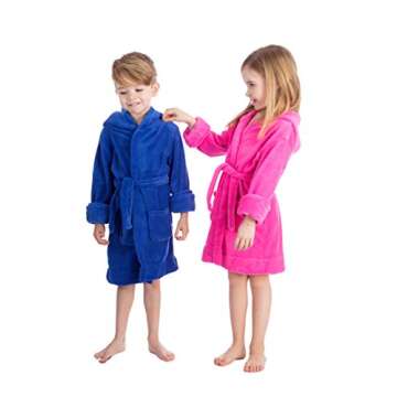 Elowel Boys Girls Hooded Light Pink Childrens Toddler Fleece Sleep Robe Size 10Y