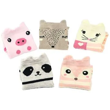 Hzcojulo Cartoon Animal Socks Gift Set for Kids - 5 Pairs