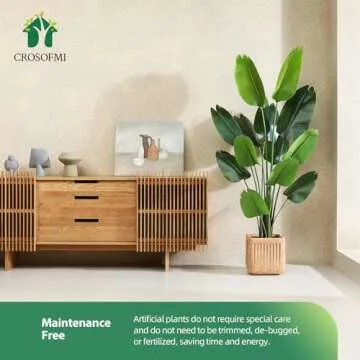 CROSOFMI Artificial Bird of Paradise Plant 6 Feet Fake Tropical Palm Tree with 13 Leaves,Perfect Faux Plants in Pot for Indoor Outdoor House Home Office Garden Modern Decoration Housewarming Gift