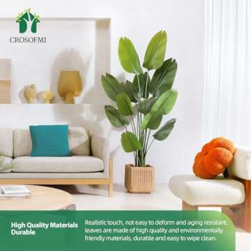 CROSOFMI Artificial Bird of Paradise Plant 6 Feet Fake Tropical Palm Tree with 13 Leaves,Perfect Faux Plants in Pot for Indoor Outdoor House Home Office Garden Modern Decoration Housewarming Gift