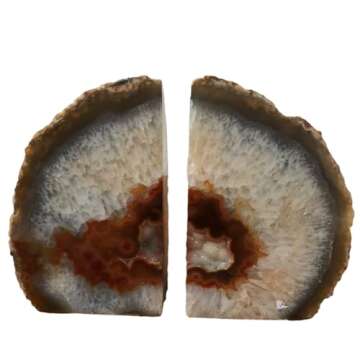 JIC Gem Natural Decorative Agate Book Ends Geode Bookends Stone Bookends for Shelves Book Ends to Ho...