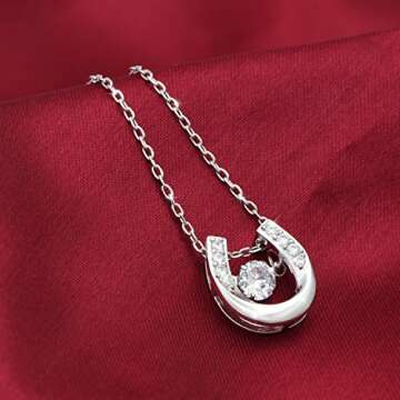 ACJNA 925 Sterling Silver Lucky Horseshoe with CZ Cute U Pendant Necklace Jewelry (U pendant Necklac...