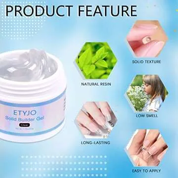 Solid Gel Builder for Nails - 50g Clear Non-Stick 3D Carving Gel for Salon & Home DIY