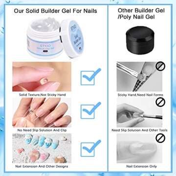 Solid Gel Builder for Nails - 50g Clear Non-Stick 3D Carving Gel for Salon & Home DIY