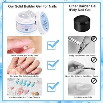 Solid Gel Builder for Nails - 50g Clear Non-Stick 3D Carving Gel for Salon & Home DIY