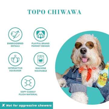 Haute Diggity Dog Topo Chiwawa, Plush Designer Dog Toys with Interactive Squeaker, Stimulating Pet Enrichment, Machine-Washable & Safe Materials for All Breeds, One Size