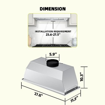 FIREGAS 30" Range Hood Insert: 600 CFM Ventilation