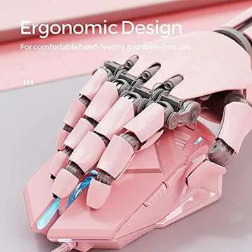 INPHIC Pink Gaming Mouse. USB Optical Wired Mouse. RGB Backlight. 4 Levels Adjustable DPI up to 4800. Silent Click, Ergonomic and 7 programmable Buttons Design. PC Gaming Mice for Windows System.