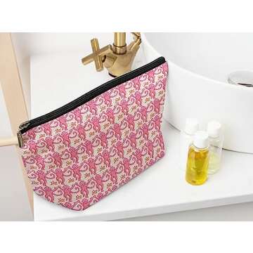 Ayxvt Preppy makeup bag,pink makeup bag,Women's Makeup Bag Zipper Pouch Travel Toiletry,Gifts for Mo...