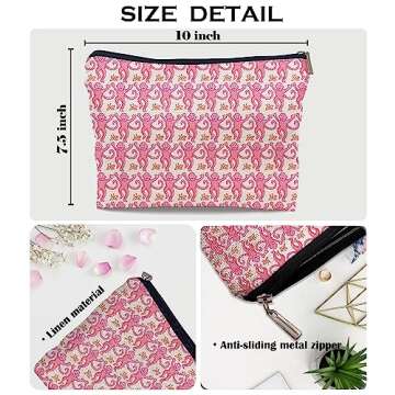 Ayxvt Preppy makeup bag,pink makeup bag,Women's Makeup Bag Zipper Pouch Travel Toiletry,Gifts for Monkey Lovers Teen Girls