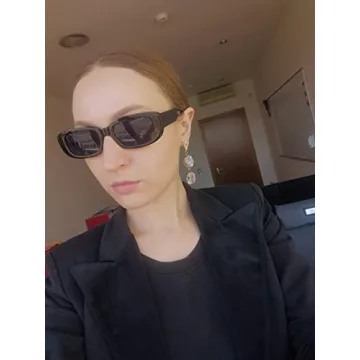 ENTHYI Retro 90s Rectangle Sunglasses with UV400 Protection