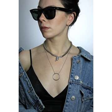 Silver Plated Snake Choker Necklace For Women Serpent Medusa Necklace Choker Snake Pendant Modern Sn...