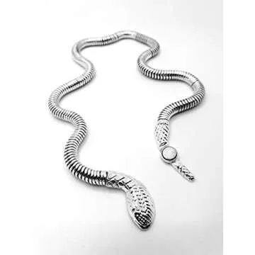 Silver Plated Snake Choker Necklace For Women Serpent Medusa Necklace Choker Snake Pendant Modern Snake Jewelry (Silver)