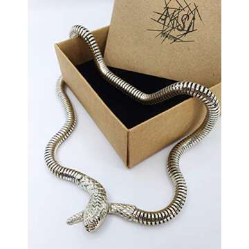 Silver Plated Snake Choker Necklace For Women Serpent Medusa Necklace Choker Snake Pendant Modern Snake Jewelry (Silver)
