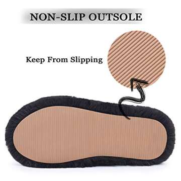 DL Fluffy Womens House Slippers Cross Band Open Toe, Soft Plush Fleece Bedroom Slippers Women Memory Foam, Comfy Fuzzy Slip On Non-Slip Womens Slippers Indoor Pink Gray Black White