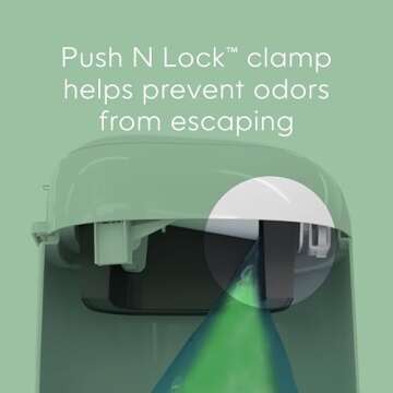 Diaper Genie Classic Pail Includes 1 Starter Square Refill That can Hold up to 165 Newborn-Sized Diapers.