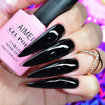 AIMEILI Black Gel Nail Polish - 28 Days Glossy Finish