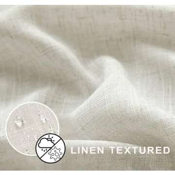 KOUFALL 78 Inch Shower Curtain - Cream Beige Linen Fabric for Boho & Farmhouse Decor