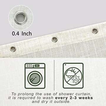 KOUFALL Extra Long Shower Curtain – Boho Linen Style 78 Inches