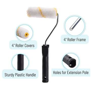 Bates Paint Roller Kit with Trays and Brush - 10 pcs