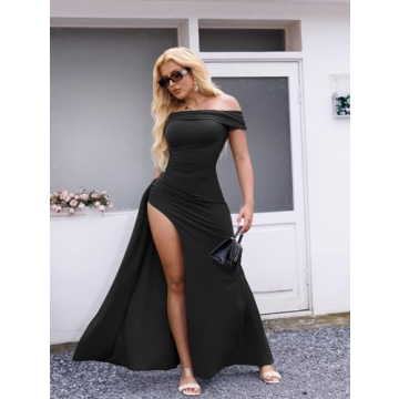 LAGSHIAN Elegant Off Shoulder High Split Evening Dress