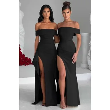 LAGSHIAN Elegant Off Shoulder High Split Evening Dress