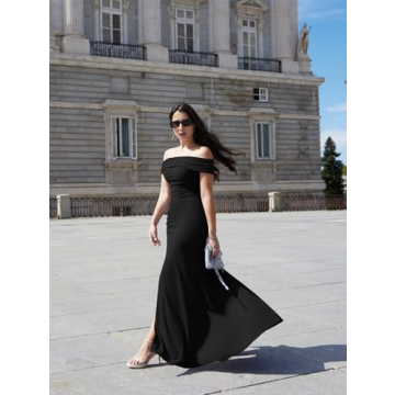 LAGSHIAN Elegant Off Shoulder High Split Evening Dress