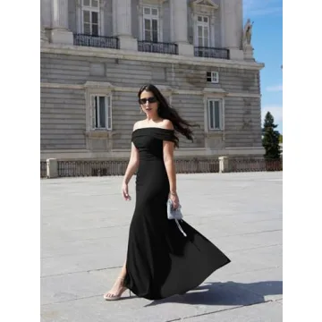 LAGSHIAN Elegant Off Shoulder High Split Evening Dress
