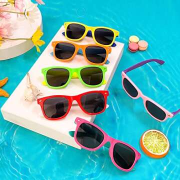 Matcheck 12 Pack Kids Neon Sunglasses Cute Classic Combo Glasses Boy Girl Party Favors Outdoor Birthday Costume Accessories