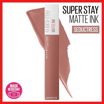 Maybelline Super Stay Matte Ink Liquid Lipstick Makeup, Long Lasting High Impact Color, Up to 16H Wear, Seductress, Light Rosey Nude, 1 Count