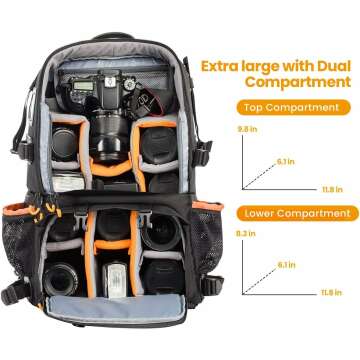 TARION Pro 2-in-1 Waterproof Large Camera Backpack