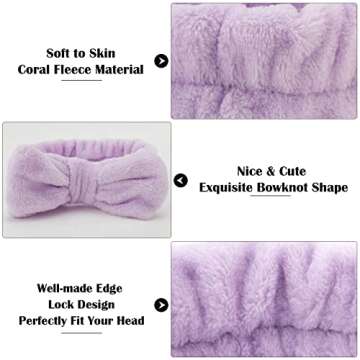 Ondder Spa Headband for Washing Face 8 Pack Purple Skincare Headbands for Women Girls Terry Cloth Cu...