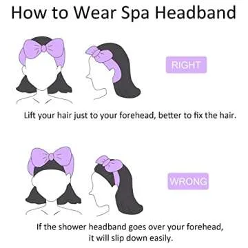 Ondder Spa Headband for Washing Face 8 Pack Purple Skincare Headbands for Women Girls Terry Cloth Cute Bow Head Bands