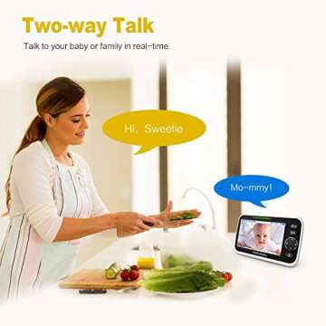 HelloBaby Baby Monitor with 5 inch Large Screen, Video Baby Monitor with Camera and Audio,Room Temperature Sensor, 2-Way Audio,VOX,Digital Zoom,Long Range,Night Vision