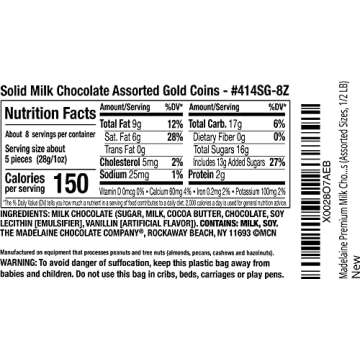 Madelaine Premium Milk Chocolate Gold Coins - St. Patrick’s Day Candy - 40 Chocolate Coins (Assorted Sizes, 1/2 LB)