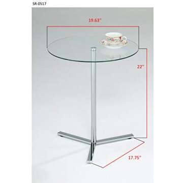 Kings Brand Furniture - Cinerie Modern Chrome Metal and Clear Tempered Glass Accent Side End Table