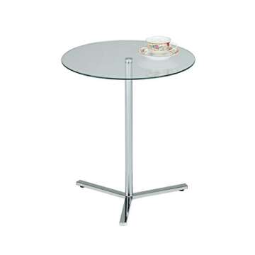 Kings Brand Furniture - Cinerie Modern Chrome Metal and Clear Tempered Glass Accent Side End Table