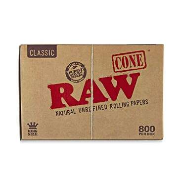 RAW Prerolled Cones 800 Count King Size Natural Classic Unrefined Rolling Papers