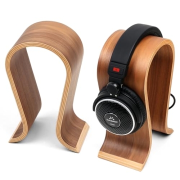 Elegant Wood Arch Headphone Stand with Walnut Finish