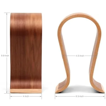 Elegant Wood Arch Headphone Stand with Walnut Finish