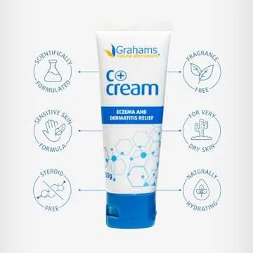 Grahams Natural C+ Eczema Relief Cream - Nourishes & Soothes Dermatitis, Inflammation, Redness Treatment for Irritated, Dry Skin - All Natural Ingredients with Manuka honey, Steroid-Free (1 x 1.76oz)