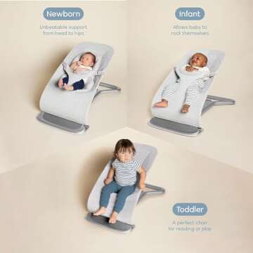 Ergobaby Evolve 3-in-1 Bouncer, Adjustable Multi Position Baby Bouncer Seat, Fits Newborn to Toddler...