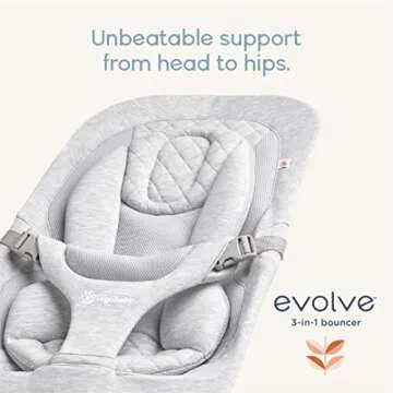 Ergobaby Evolve 3-in-1 Bouncer, Adjustable Multi Position Baby Bouncer Seat, Fits Newborn to Toddler, Onyx Black