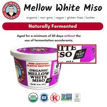 Miso Master Organic Mellow White Miso, Gluten-Free, Organic, Non-GMO, Vegan, Kosher, Vegan White Mis...