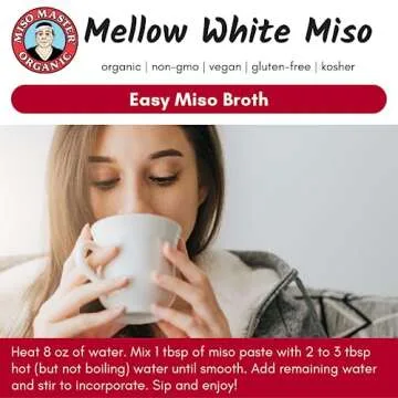Miso Master Organic Mellow White Miso, Gluten-Free, Organic, Non-GMO, Vegan, Kosher, Vegan White Miso Paste, 16 oz tub