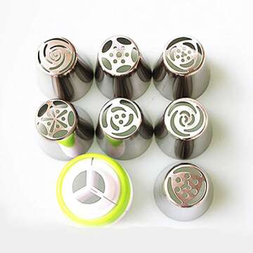 7/9/11/22 Set Russian Large Piping Tips Set Baking Supplies Tulip Flower Icing Nozzles Fondant Cakes Cupcakes Pastries Decorating Set New Russian Flower Mouth Set